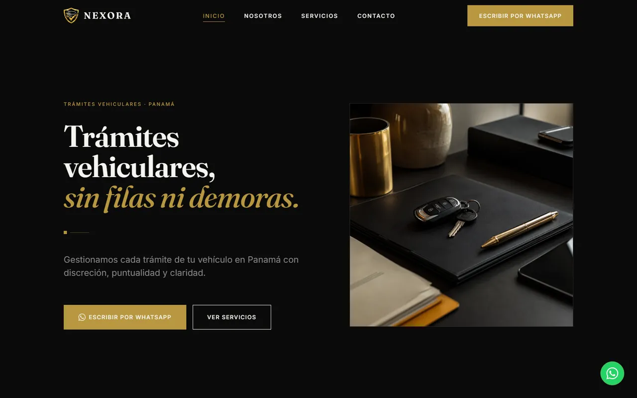Captura del sitio Nexora